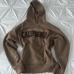 Women's Brown and White hoodie